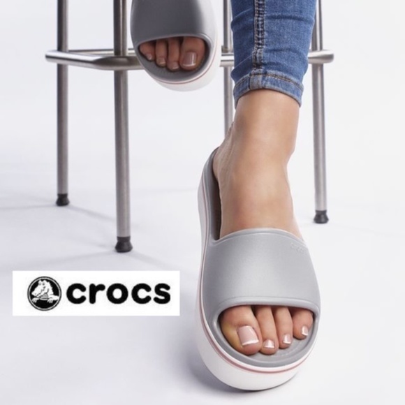 CROCS Gray Slide Sandals - Picture 1 of 6